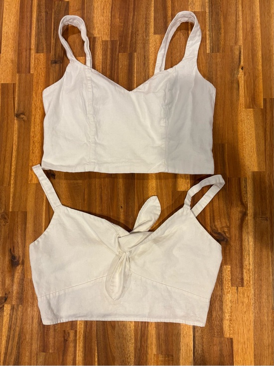 Target Tops - Women’s White Cropped Tie-Front Tank Top